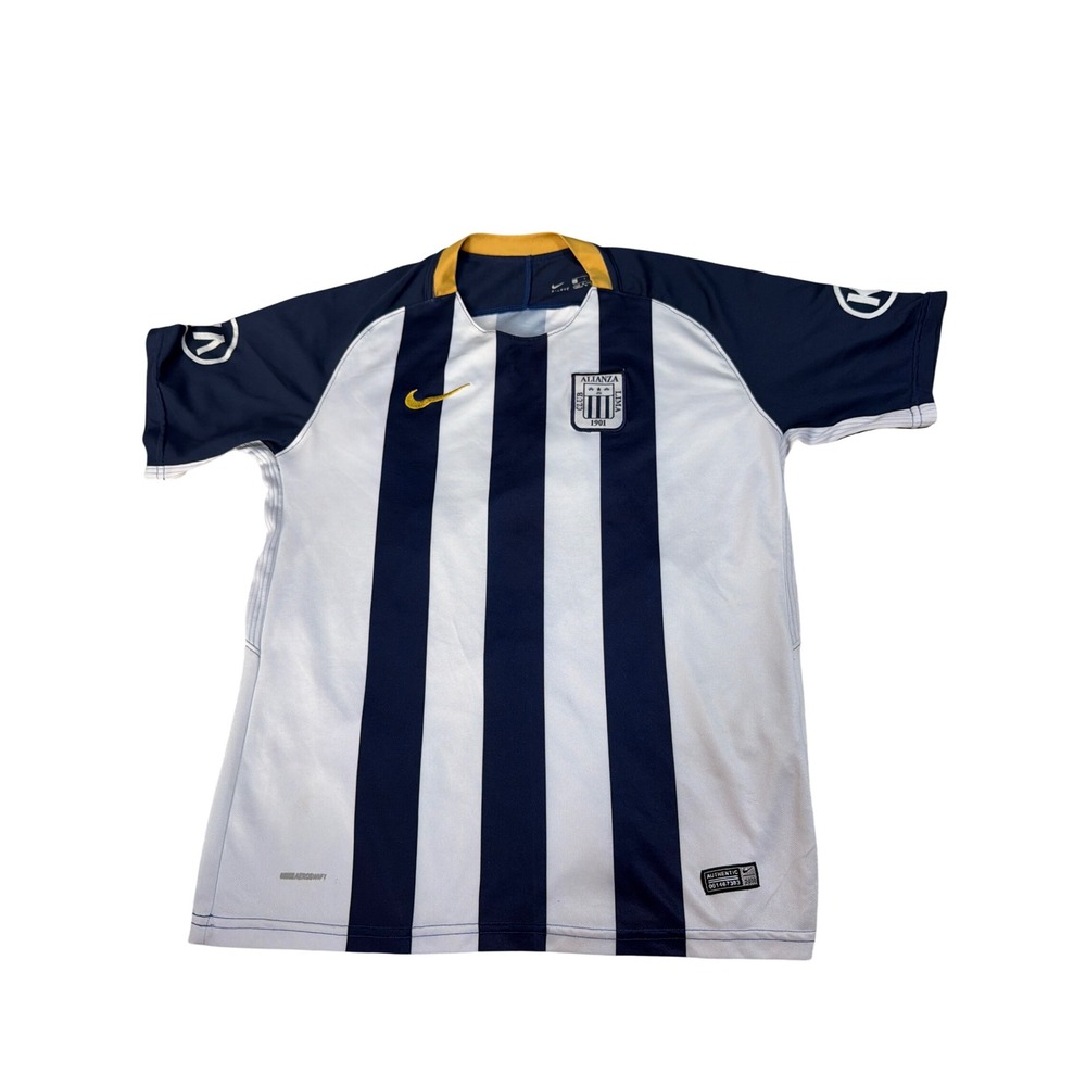 Nike Alianza Lima 2018 Home Jersey Men Large Blue White Striped Soccer Shirt